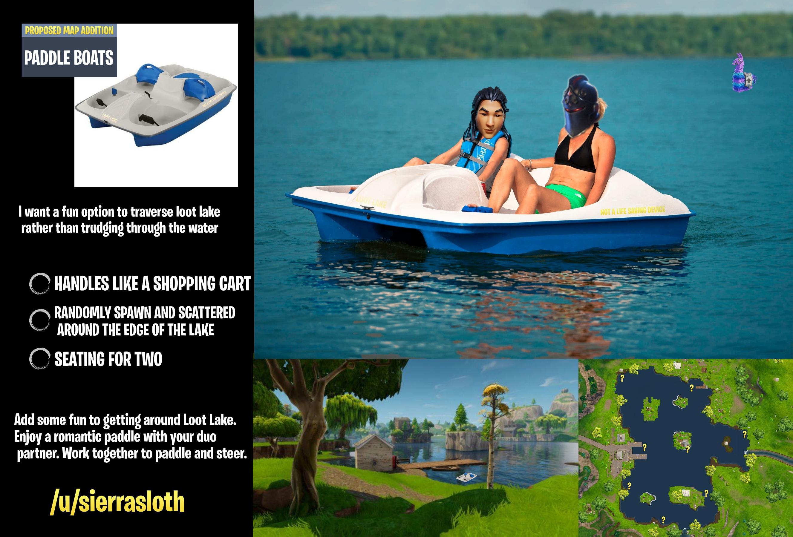 Fortnite Pédalo, véhicule à Loot Lake Fan concept Breakflip